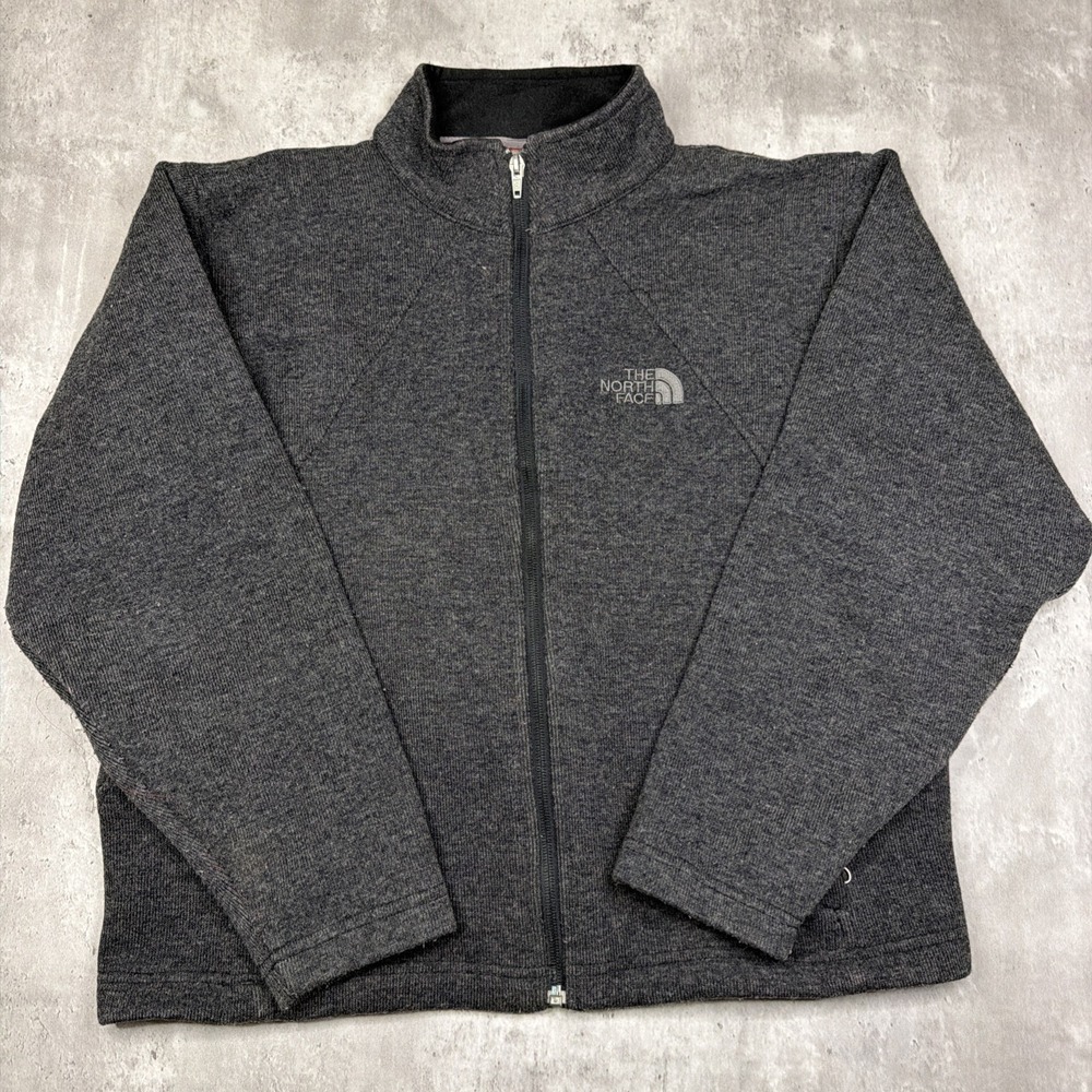 The North Face Fleece Full Zip Jacket Women's Medium Charcoal Heather Wool Blend